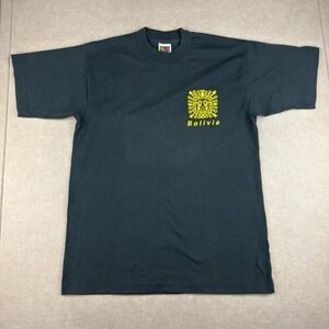 Vintage Bolivia Shirt Men M Black 1994 Solar Eclipse Sun‎ God Single Stitch Tee